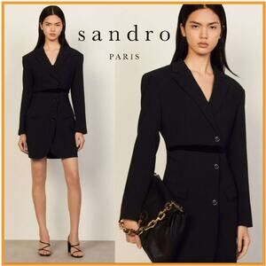 NWT SANDRO Trompe L'œil Dress 8 / 40 / L